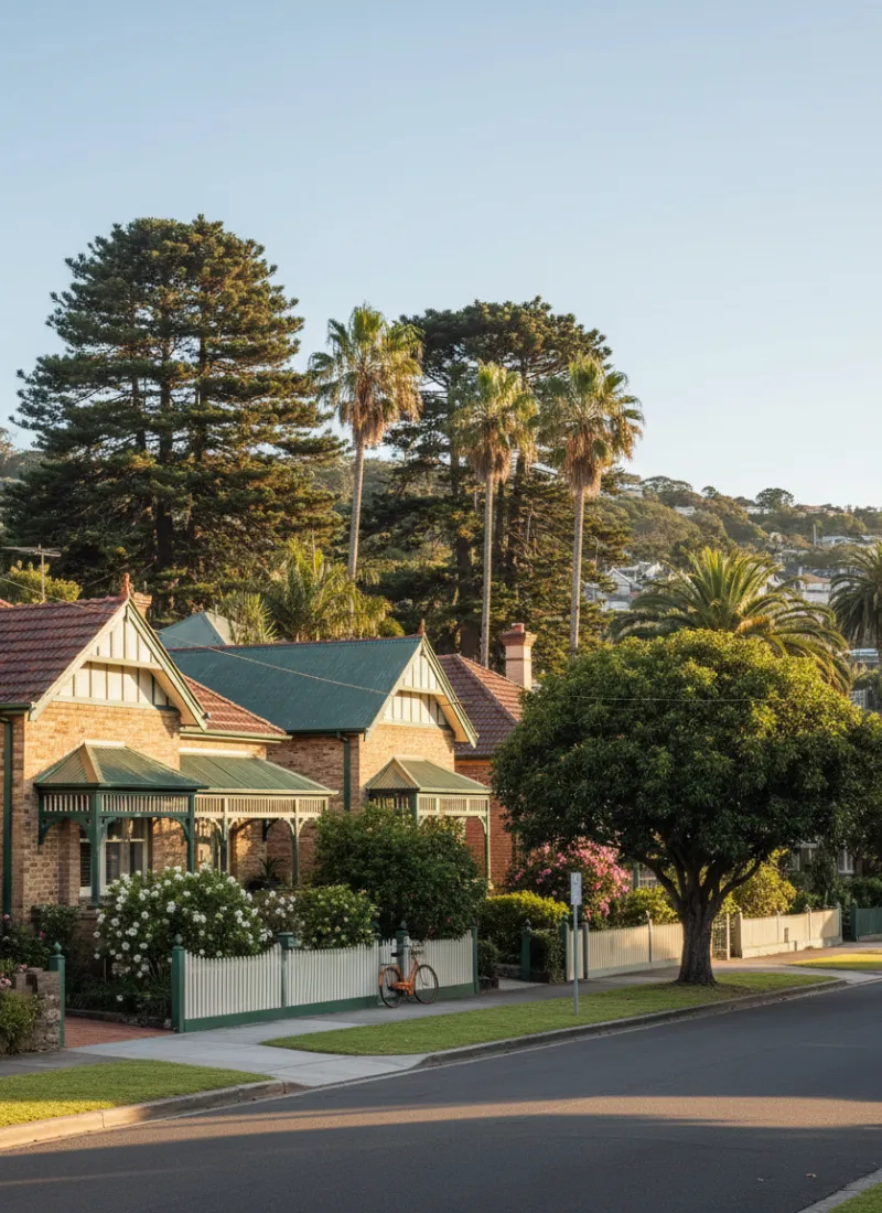 Federation-style homes on Alexander Street in Manly NSW on a sunny day